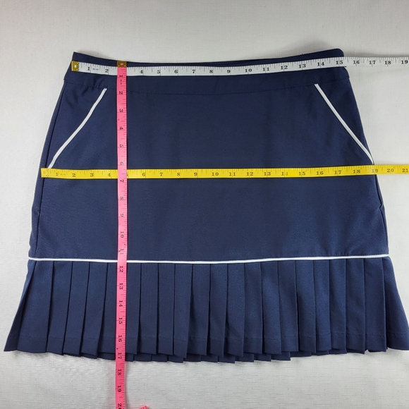 Lady Hagen SKORT Womens Size 6 Navy Blue Pockets Side Zip Pleats Skirt w Shorts - Picture 2 of 14